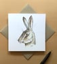 Greetings card - hare - wildlife card