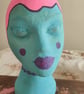 Maximalist hand painted cyberpunk pop art mannequin head decor stand 
