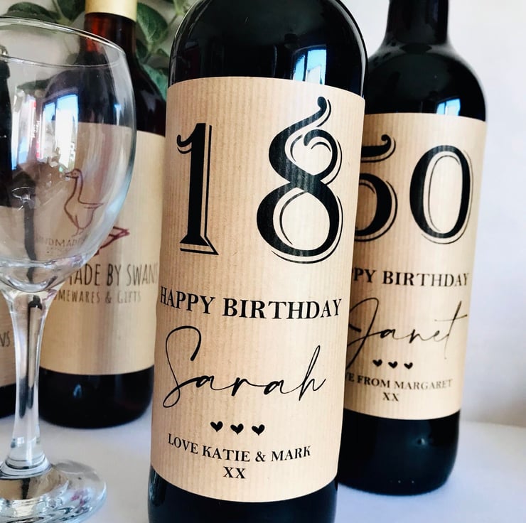 Personalised happy birthday wine label, birthda... Folksy