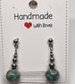 Dzi Style Agate Earrings - Turquise Natural Stone - Stainless Steel - Handmade