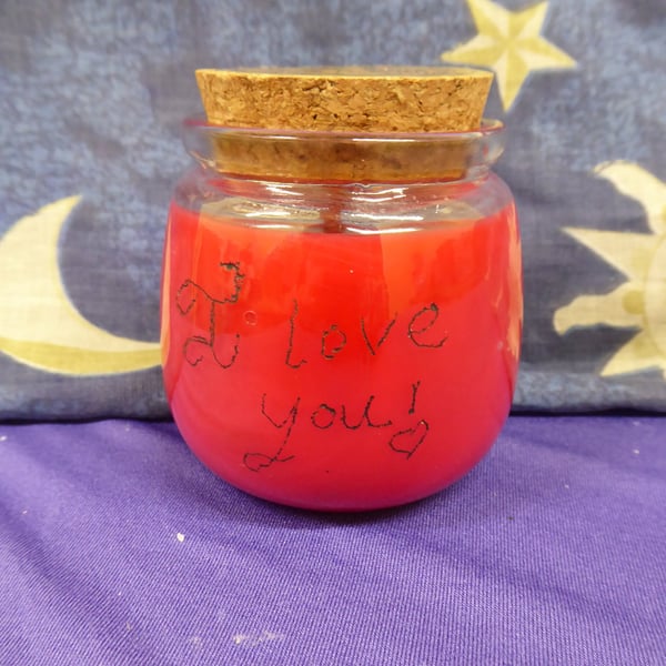 Hand Engraved I love you Soy Wax Candle