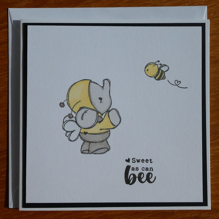 Elephant and Bee Card - Sweet as Can Bee