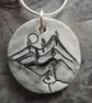 Handmade Ceramic Hare pendant in black white and grey - Image 1