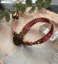 Boho bracelet Pretty pink beaded leather wrap adjustable boho bracelet - Image 9