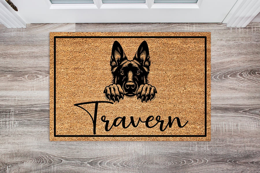 Dutch Shepherd Door Mat - Personalised Dutch Shepherd Welcome Mat - 3 Sizes