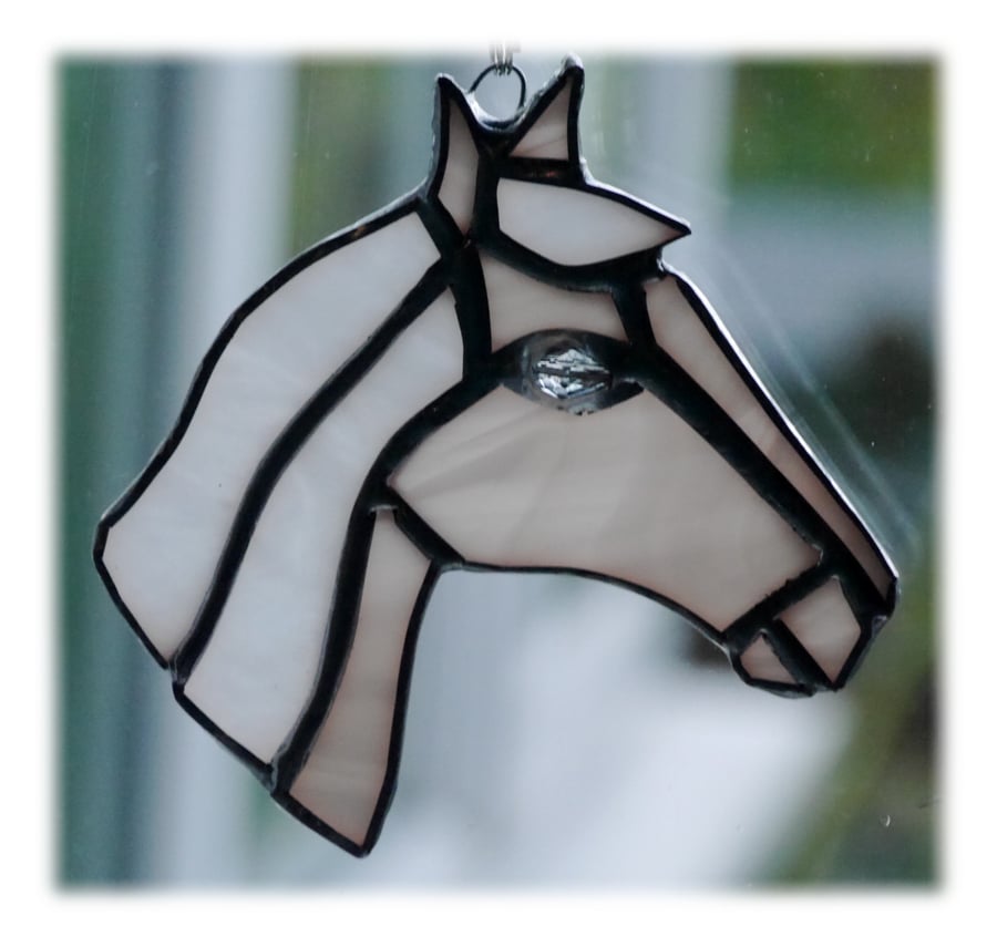 Horse Suncatcher Stained Glass Horsehead Palomino light 082