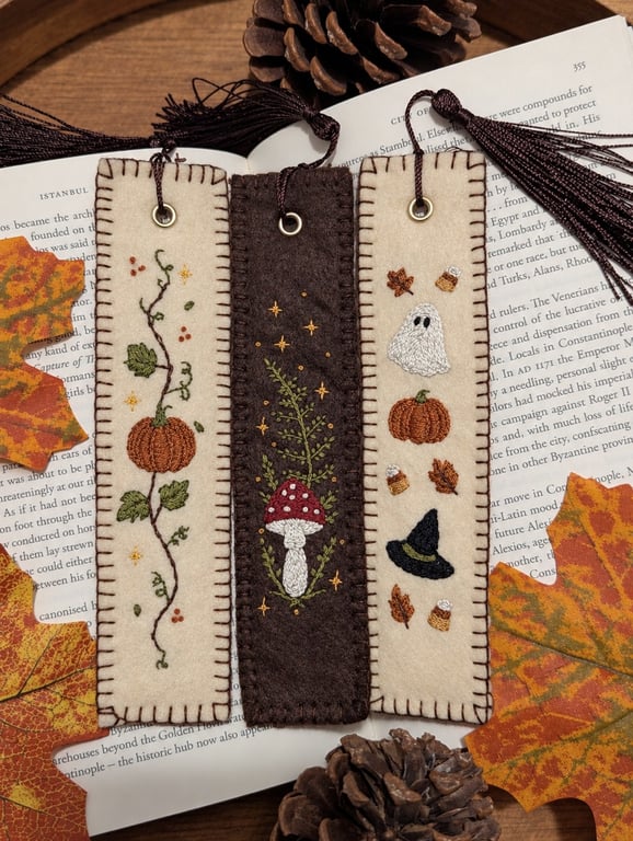 Embroidered Autumn Bookmark 