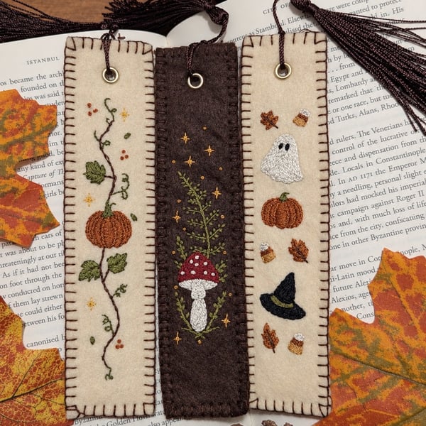 Embroidered Autumn Bookmark 