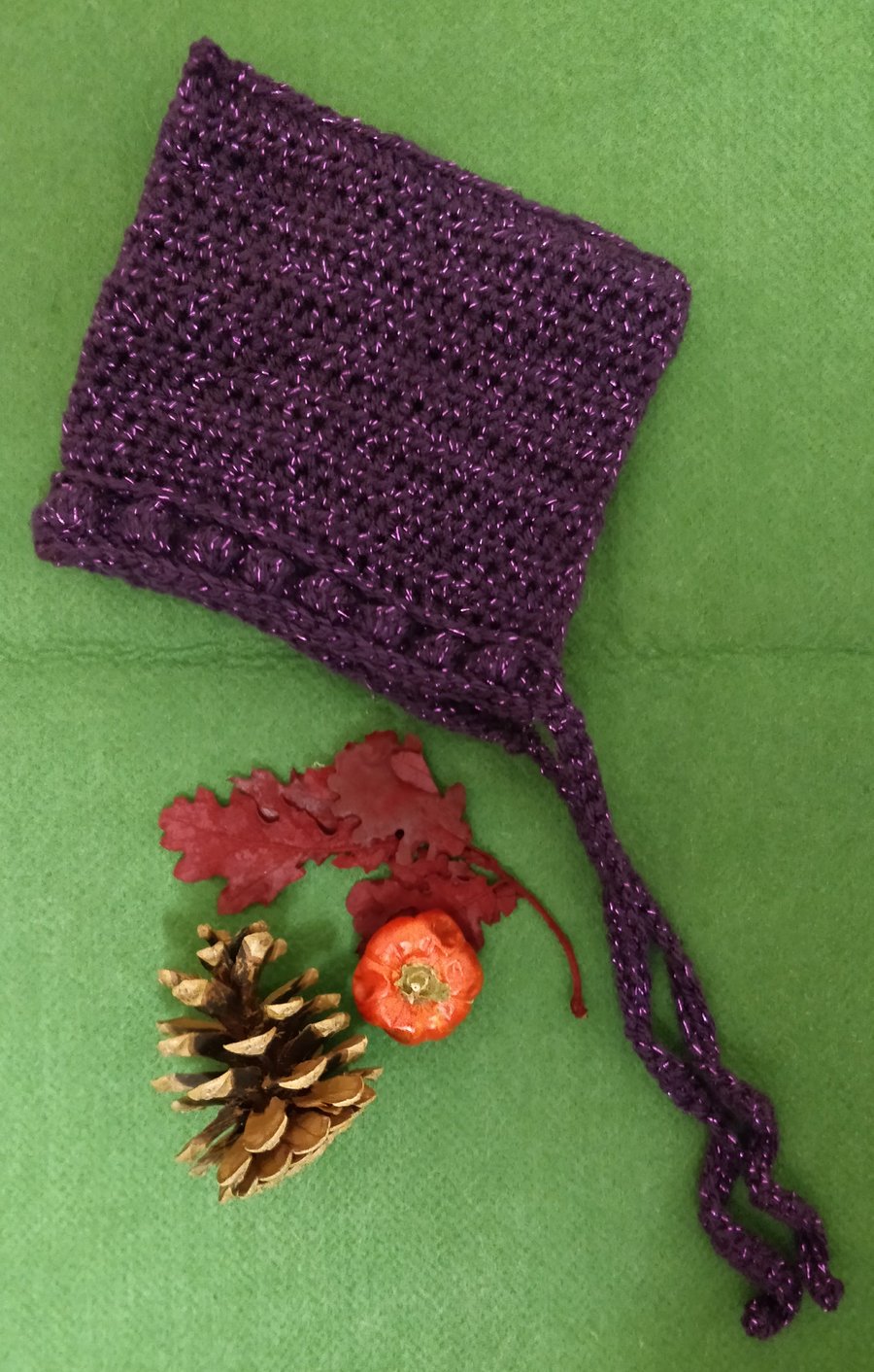 Baby crochet pixie bonnet hat handmade  6-12m