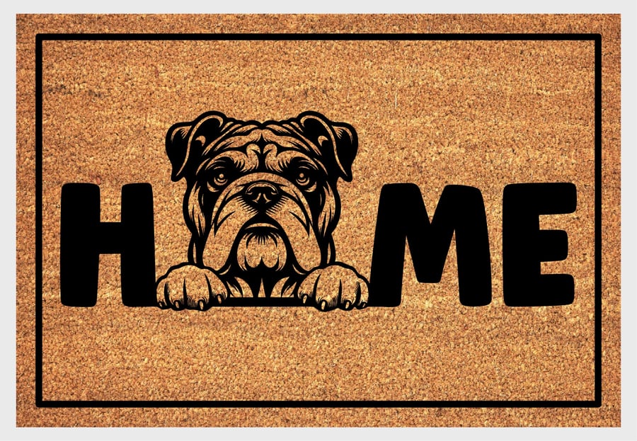 English Bulldog Home Door Mat No.3 - Bulldog Welcome Mat - 3 Sizes