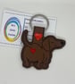 Embroidered Dachshund Bum heart Keyring - Image 1