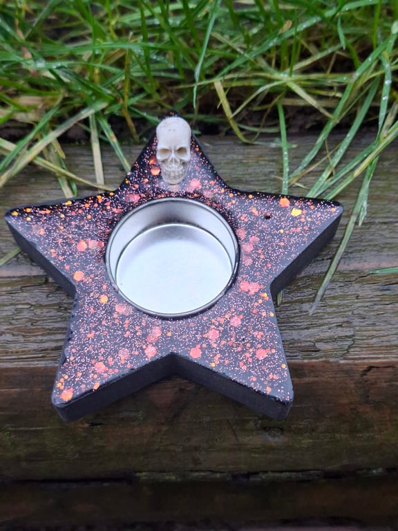 Candle Tealight Holder gothic home decor skull spooky glitter cute