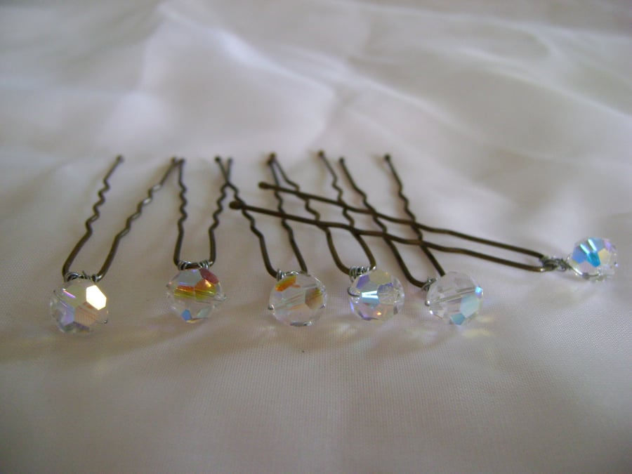 6 Swarovski Crystal Hairpins 