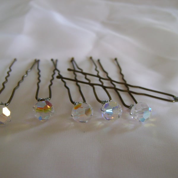 6 Swarovski Crystal Hairpins 