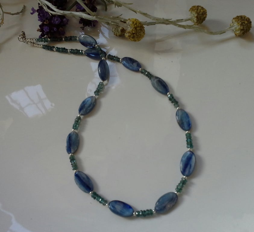 Corn Flower Blue Kyanite Sterling Silver Necklace One off only made