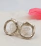 Molten Sterling Silver Circle Stud Earrings - Organic Chunky Minimalist Studs - Image 6