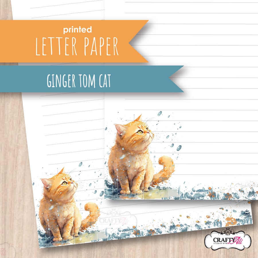 Letter Writing Paper Ginger Tom Cat