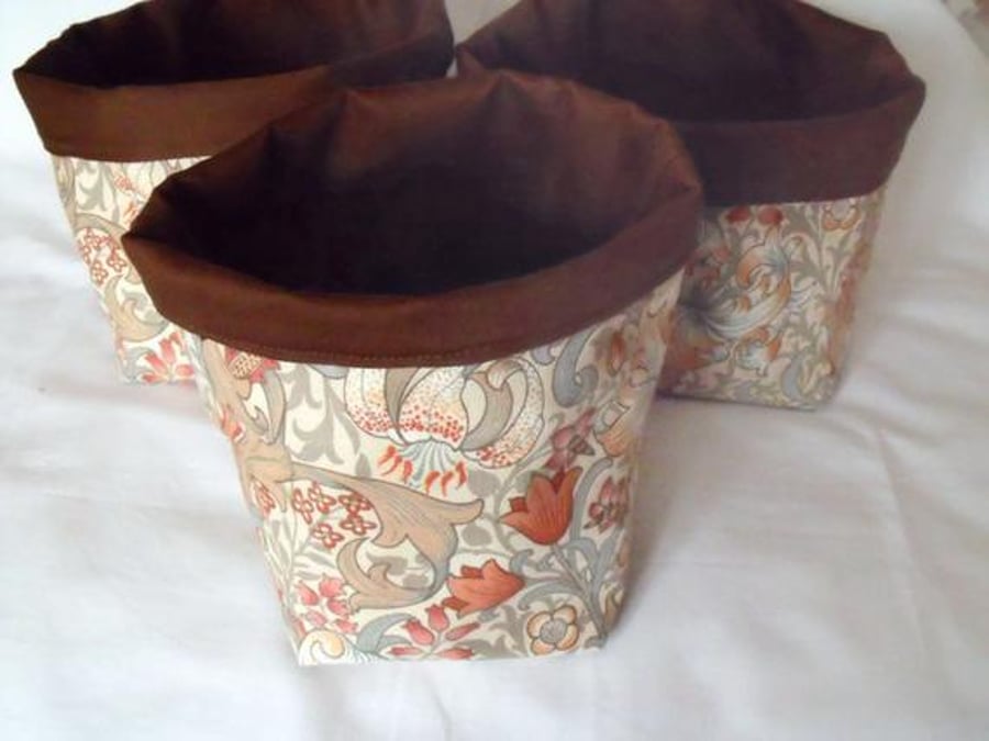 set of three graduated william morris cotton storage tubs for your nik nak 