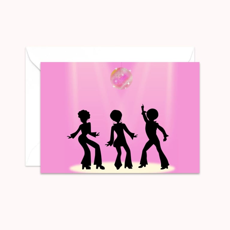 Seventies Disco Greeting Card: Platform Shoes and Glitter Ball (706)