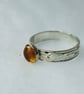  Silver Ring with leaf pattern and Citrine - November birthstone  - Image 4