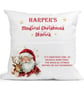 Personalised Christmas Story Book insert filled Cushion – Santa, Reindeer Design