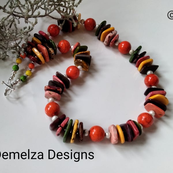 Colourful Statement Howelite Necklace