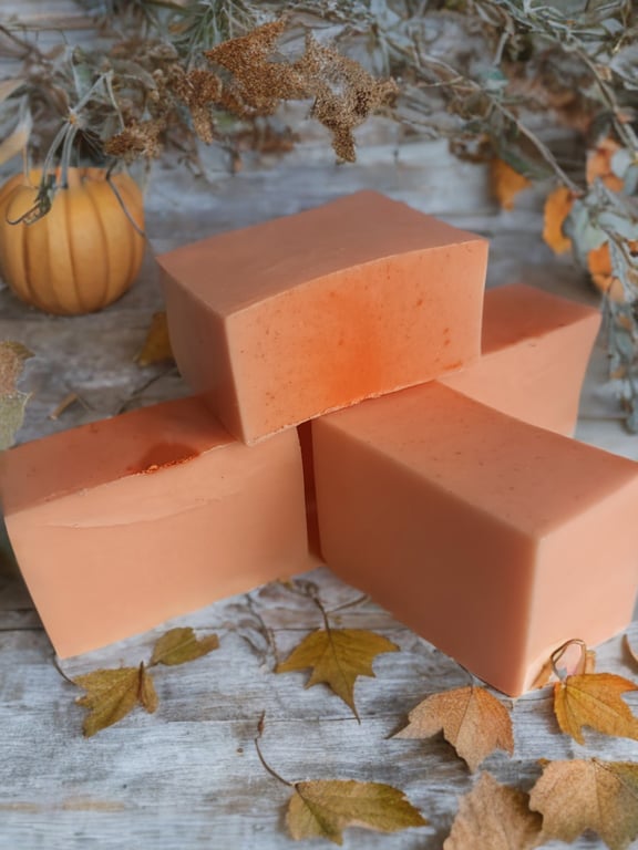 Pumpkin Spice Goats Milk Soap Bar with Shea Butter, Autumnal Scented Soap Bar