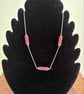 Triple bead necklace - silver and pink - Image 1