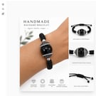 Black Agate  macrame bracelet with rhinestone decked agate one size