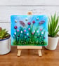 Fused Glass Flower Meadow Tile; Freestanding Floral Glass Art