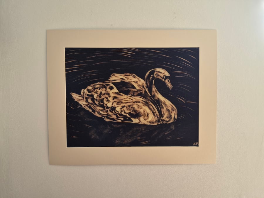 Original Hand-painted Bleach Animal Art - Swan