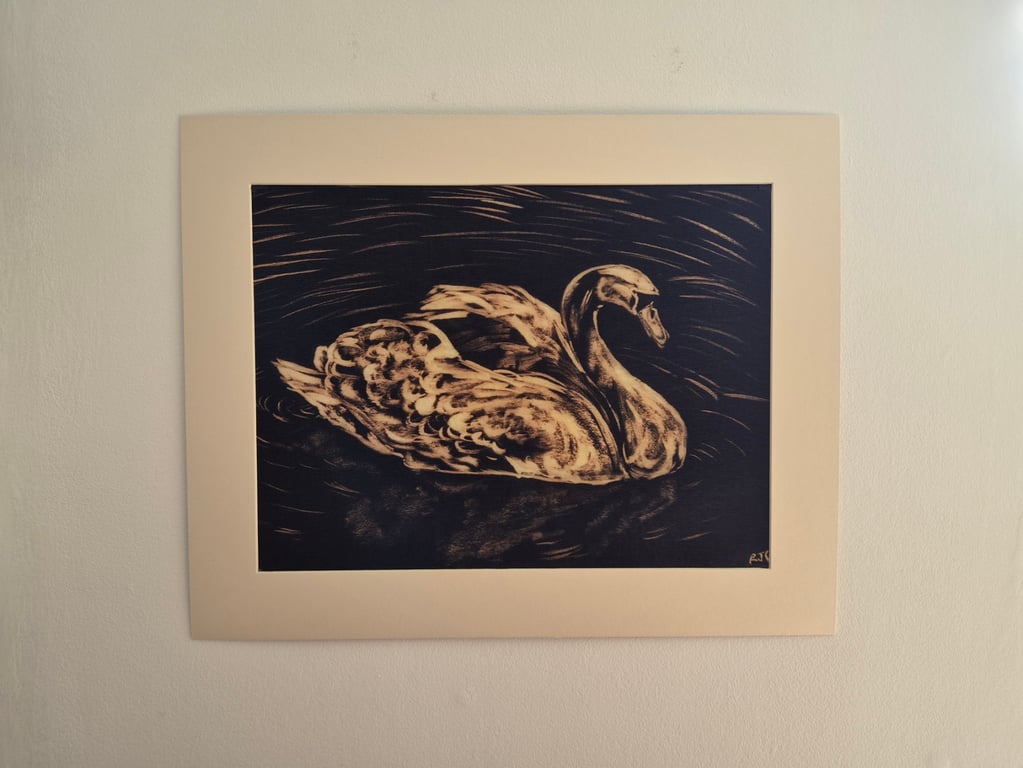 Original Hand-painted Bleach Animal Art - Swan