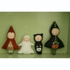 Set of small Primitive folk art Halloween dolls