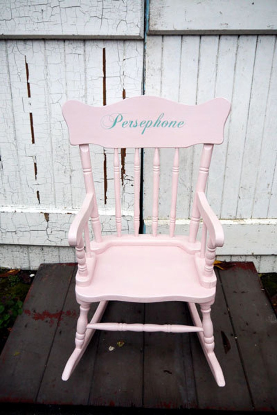 Child's vintage personalised name rocking chair made to order