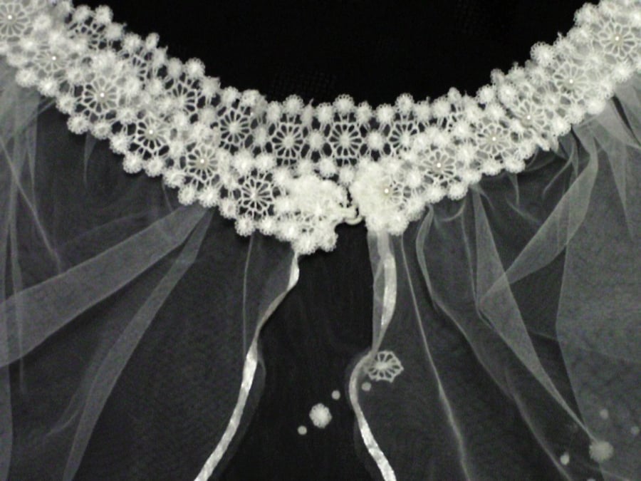 NELLY – Handmade Bridal Capelet with Pearl Galaxies by Vivielle