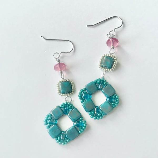 Sterling Silver & Czech Glass Earrings 