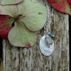 CLEARANCE Eco Silver tiny tag pendant with labradorite and aquamarine