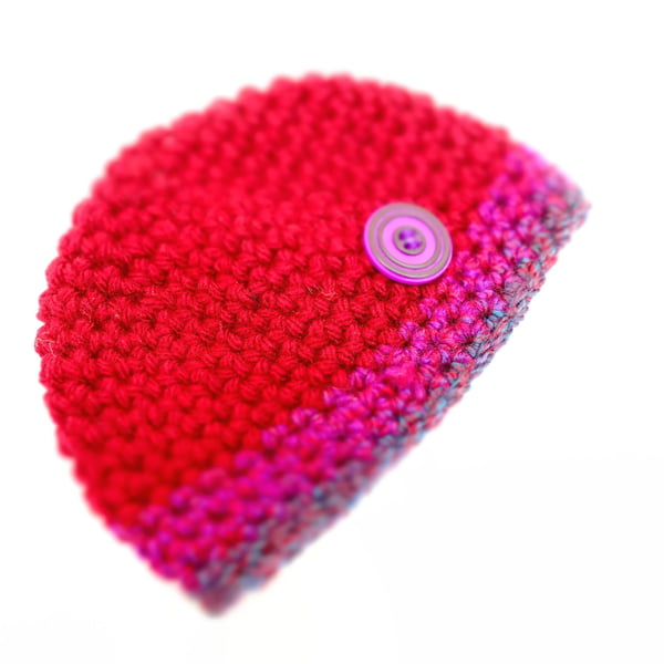 Crochet Newborn Hat in Purple and Maroon
