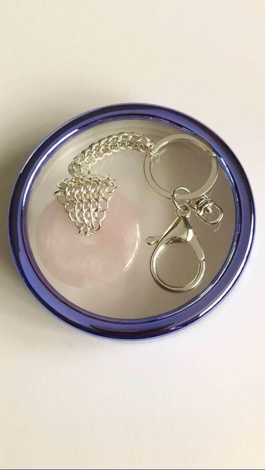 Rose Quartz Donut Handbag Charm 