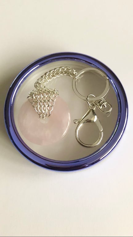 Rose Quartz Donut Handbag Charm 