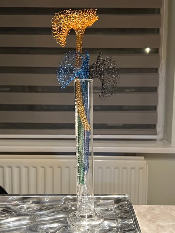 Custom personalised Colorful flower decor art copper wire sculpture wire flower