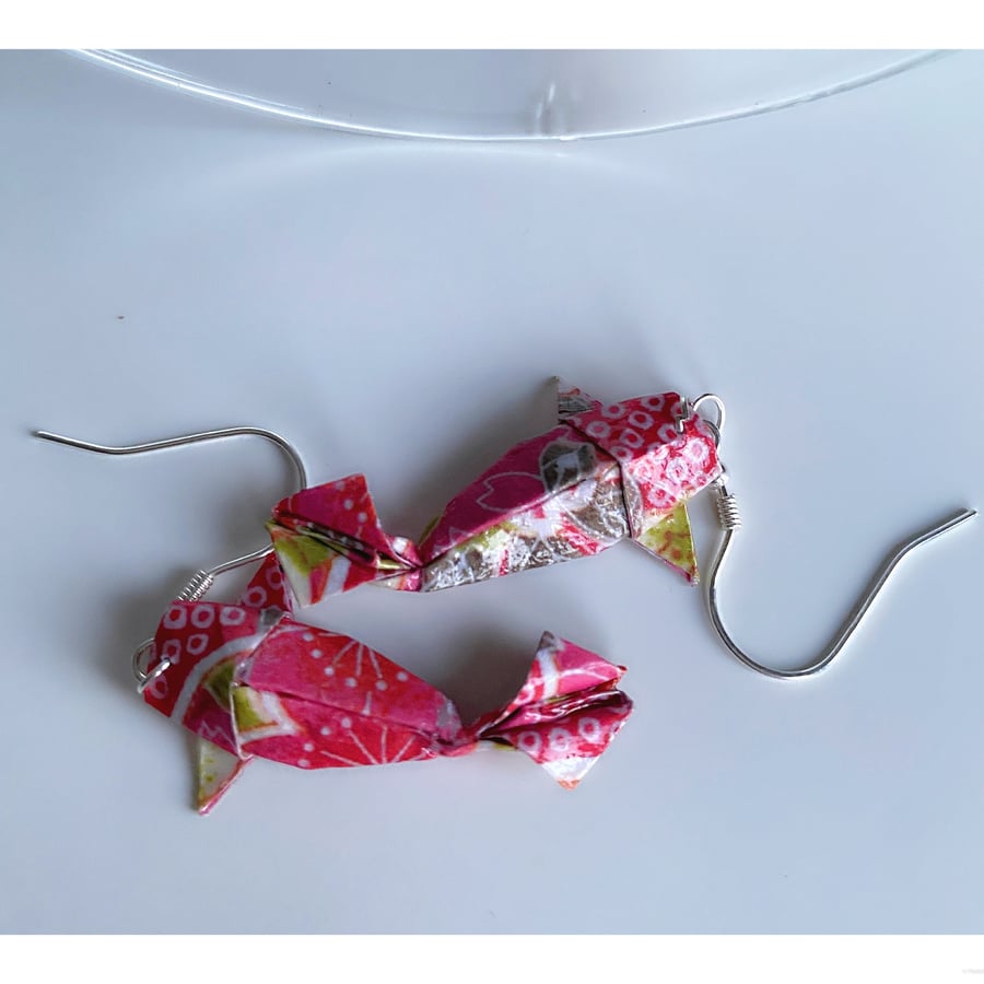 Origami Koi Fish Earrings, Carp Earrings, Origami Fish Earrings, Paper Earrings