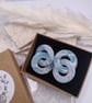 Silver and pale blue hoop earrings - Image 4