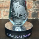 Hand Etched Glass, Cute Racoon Sitting