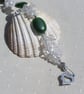 SALE Green Nephrite Jade & Clear Quartz Gemstone Bracelet "Frosty Pine" - Image 5