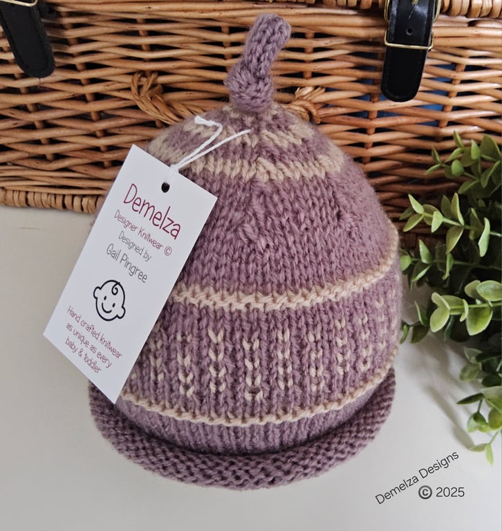 Designer Baby Knotted Fairisle Rolled Beanie Hat 6 - 12 months size 