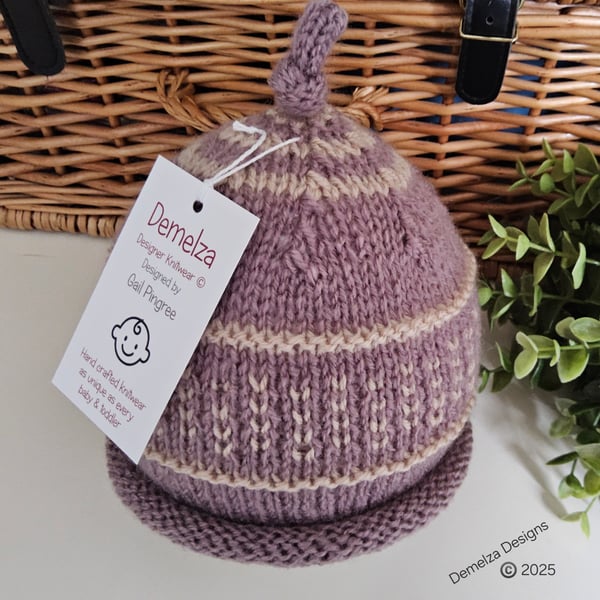 Designer Baby Knotted Fairisle Rolled Beanie Hat 6 - 12 months size 