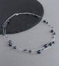 Navy Floating Pearl Necklace - Dark Blue Three Strand Jewellery Gifts for Women - Image 1