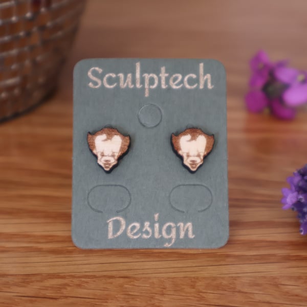 Wood Pennywise Earrings, Halloween Themed Studs with Hypoallergenic Posts, Gifts