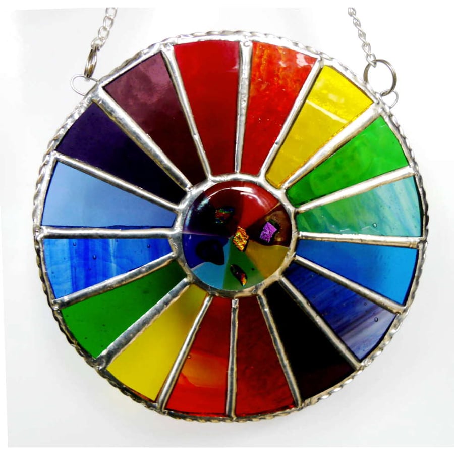 Summer Solstice Rainbow Burst Suncatcher Stained Glass Handmade 029